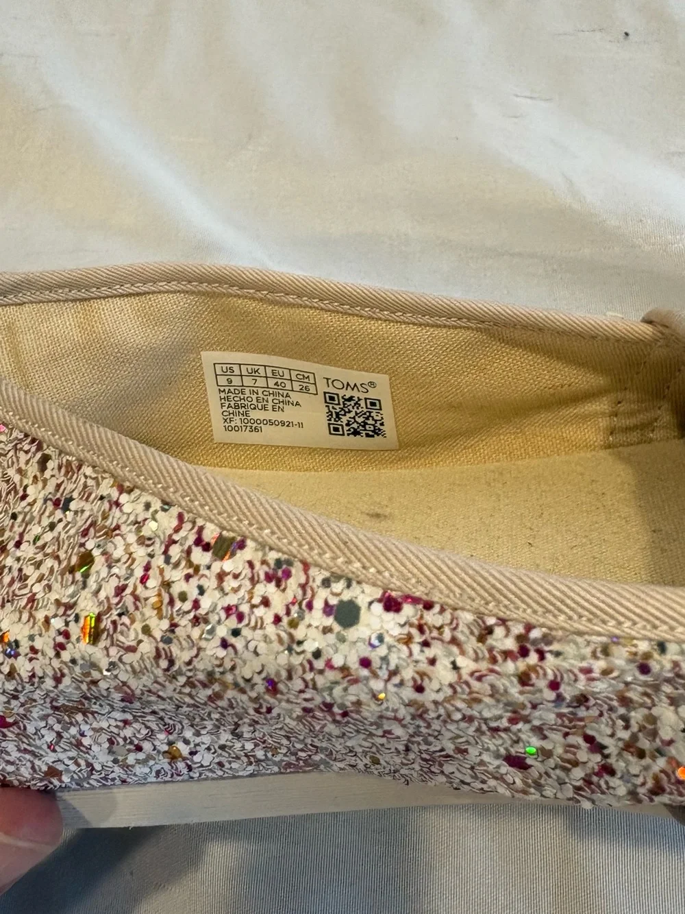 TOMS Women's Pink Multi-Glitter Slip-On Flats